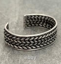 OLD Vintage Native American Navajo DOUBLE Rope Sterling silver Bracelet 50+g