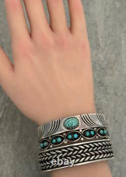 OLD Vintage Native American Navajo DOUBLE Rope Sterling silver Bracelet 50+g