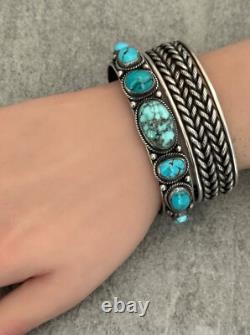 OLD Vintage Native American Navajo DOUBLE Rope Sterling silver Bracelet 50+g