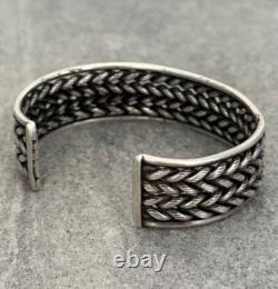 OLD Vintage Native American Navajo DOUBLE Rope Sterling silver Bracelet 50+g