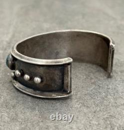 OLD Vintage Native American Navajo FIVE Turquoise Sterling silver Bracelet 50g