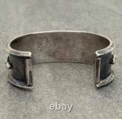 OLD Vintage Native American Navajo FIVE Turquoise Sterling silver Bracelet 50g