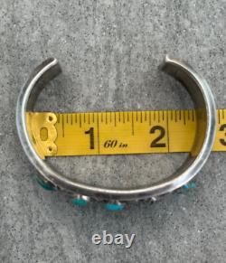 OLD Vintage Native American Navajo FIVE Turquoise Sterling silver Bracelet 50g