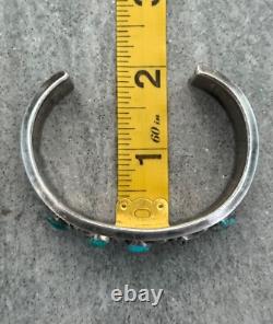 OLD Vintage Native American Navajo FIVE Turquoise Sterling silver Bracelet 50g