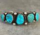 OLD Vintage Native American Navajo FIVE Turquoise Sterling silver Bracelet 53+g