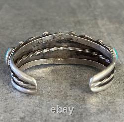OLD Vintage Native American Navajo FIVE Turquoise Sterling silver Bracelet 53+g