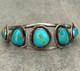OLD Vintage Native American Navajo FIVE Turquoise Sterling silver Bracelet 6.5in
