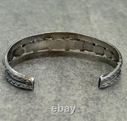 OLD Vintage Native American Navajo FIVE Turquoise Sterling silver Bracelet 7