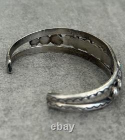 OLD Vintage Native American Navajo FIVE Turquoise Sterling silver Bracelet 7