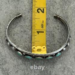 OLD Vintage Native American Navajo FIVE Turquoise Sterling silver Bracelet 7