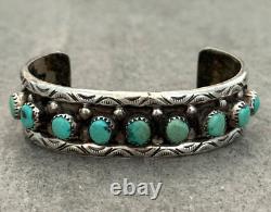 OLD Vintage Native American Navajo NINE Turquoise Sterling silver Bracelet
