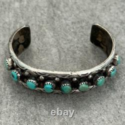 OLD Vintage Native American Navajo NINE Turquoise Sterling silver Bracelet