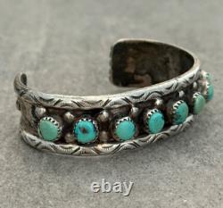 OLD Vintage Native American Navajo NINE Turquoise Sterling silver Bracelet