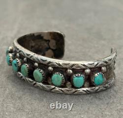 OLD Vintage Native American Navajo NINE Turquoise Sterling silver Bracelet