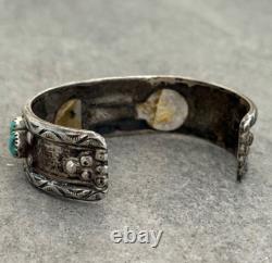 OLD Vintage Native American Navajo NINE Turquoise Sterling silver Bracelet