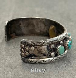 OLD Vintage Native American Navajo NINE Turquoise Sterling silver Bracelet
