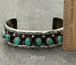 OLD Vintage Native American Navajo NINE Turquoise Sterling silver Bracelet