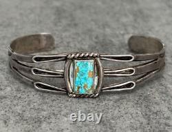 OLD Vintage Native American Navajo NUMBER 8 MINE Turquoise Sterling Bracelet
