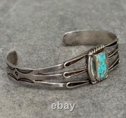 OLD Vintage Native American Navajo NUMBER 8 MINE Turquoise Sterling Bracelet