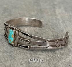 OLD Vintage Native American Navajo NUMBER 8 MINE Turquoise Sterling Bracelet