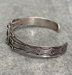 OLD Vintage Native American Navajo NUMBER 8 MINE Turquoise Sterling Bracelet