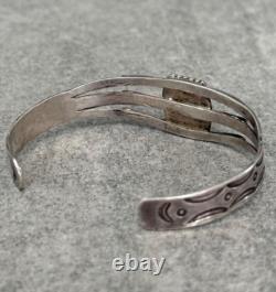 OLD Vintage Native American Navajo NUMBER 8 MINE Turquoise Sterling Bracelet
