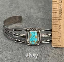 OLD Vintage Native American Navajo NUMBER 8 MINE Turquoise Sterling Bracelet