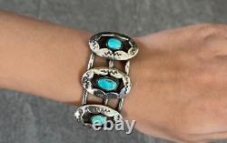 OLD Vintage Native American Navajo Shadowbox Turquoise Sterling silver Bracelet