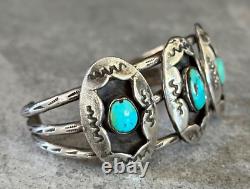 OLD Vintage Native American Navajo Shadowbox Turquoise Sterling silver Bracelet