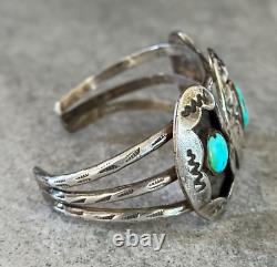 OLD Vintage Native American Navajo Shadowbox Turquoise Sterling silver Bracelet