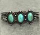 OLD Vintage Native American Navajo THREE Turquoise Silver Bracelet 6.3 in