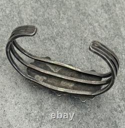 OLD Vintage Native American Navajo THREE Turquoise Silver Bracelet 6.3 in OLD Vintage Native American Navajo THREE Turquoise Silver Bracelet 6.3 in