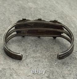 OLD Vintage Native American Navajo THREE Turquoise Silver Bracelet 6.3 in