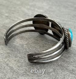 OLD Vintage Native American Navajo THREE Turquoise Sterling Bracelet 32.5g