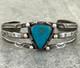 OLD Vintage Native American Navajo Triangle Turquoise Silver Bracelet 6.75 in