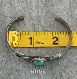 OLD Vintage Native American Navajo Turquoise Carinated Stamped Sterling Bracelet