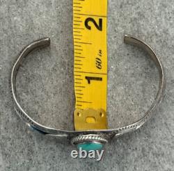 OLD Vintage Native American Navajo Turquoise Carinated Stamped Sterling Bracelet