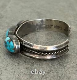 OLD Vintage Native American Navajo Turquoise Carinated Sterling Bracelet 46g