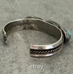 OLD Vintage Native American Navajo Turquoise Carinated Sterling Bracelet 46g