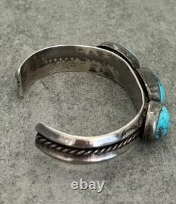 OLD Vintage Native American Navajo Turquoise Carinated Sterling Bracelet 46g