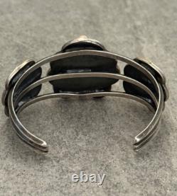 OLD Vintage Native American Navajo Turquoise Carinated Sterling Bracelet 6.25 in
