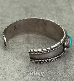 OLD Vintage Native American Navajo Turquoise Chiseled Sterling Bracelet 7 in OLD Vintage Native American Navajo Turquoise Chiseled Sterling Bracelet 7 in