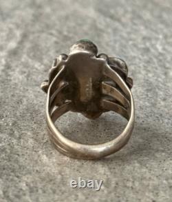 OLD Vintage Native American Navajo Turquoise Cluster Sterling Silver Ring Size 6