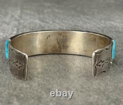 OLD Vintage Native American Navajo Turquoise, Coral, MOP Sterling Silver Bracelet