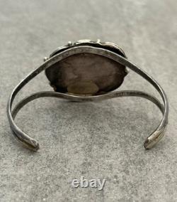 OLD Vintage Native American Navajo Turquoise Coral Sterling Bracelet 6.75 in