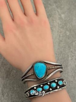 OLD Vintage Native American Navajo Turquoise GEM Sterling silver Bracelet 33g