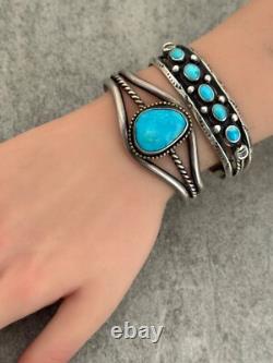 OLD Vintage Native American Navajo Turquoise GEM Sterling silver Bracelet 33g