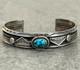OLD Vintage Native American Navajo Turquoise HANDSTAMP CARINATED silver Bracelet