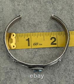 OLD Vintage Native American Navajo Turquoise HANDSTAMP CARINATED silver Bracelet