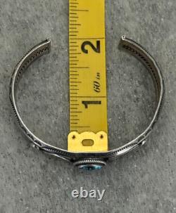 OLD Vintage Native American Navajo Turquoise HANDSTAMP CARINATED silver Bracelet